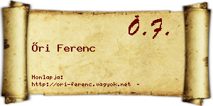 Őri Ferenc névjegykártya